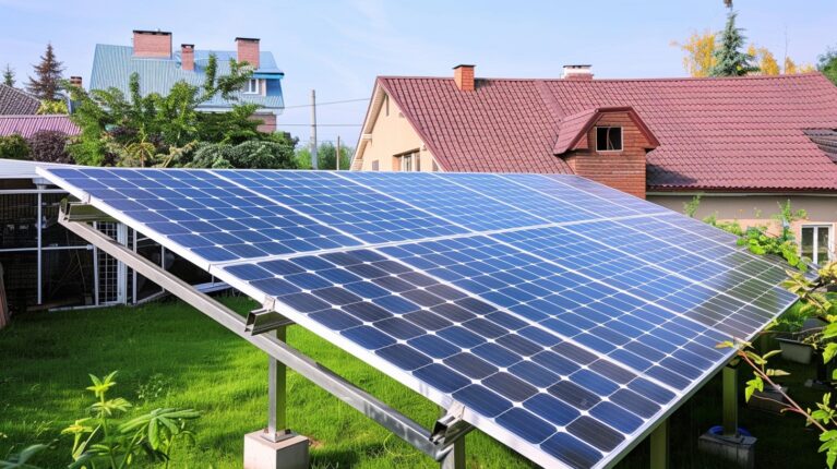 all images solar panel in a garden with a house in the background 1