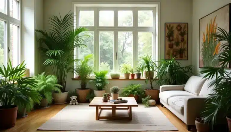 salon lumineux plantes verdoyantes