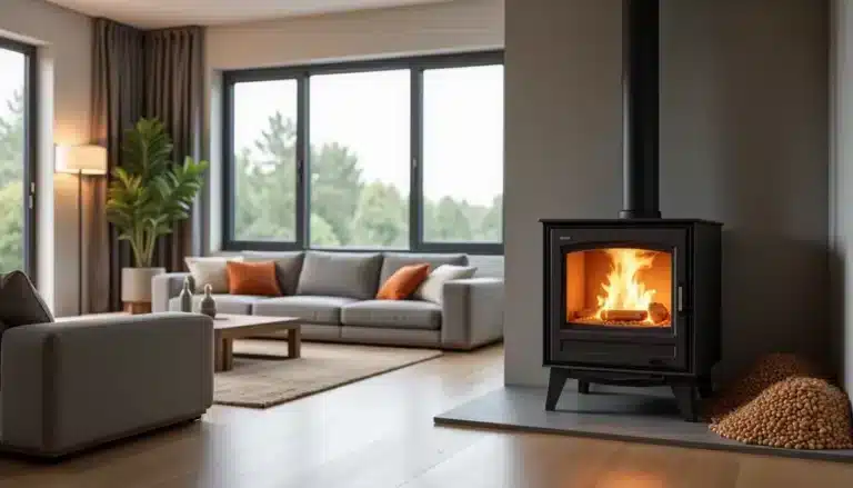 salon moderne poele chaudiere