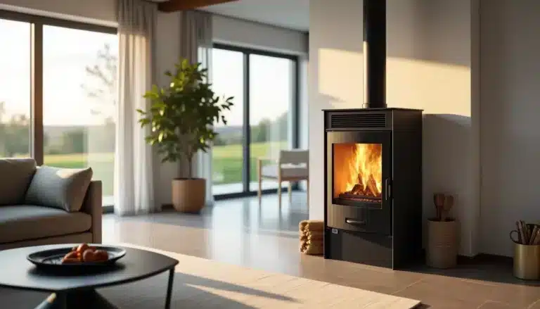 salon moderne poele pelets
