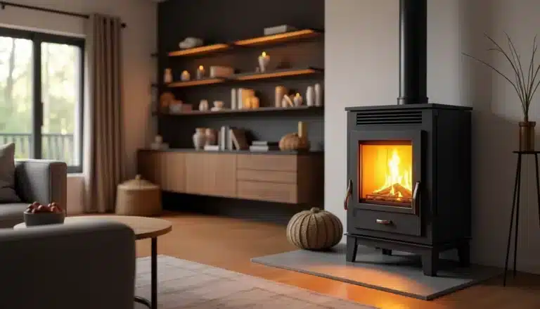 salon moderne poele pellet