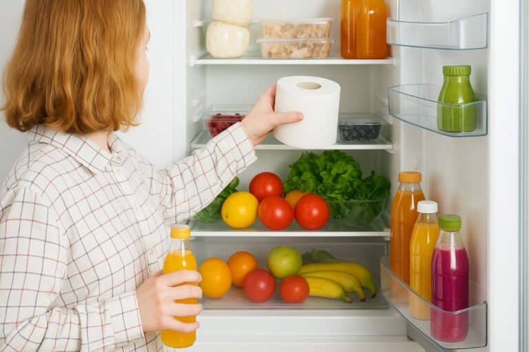 rouleau de papier toilette dans son frigo