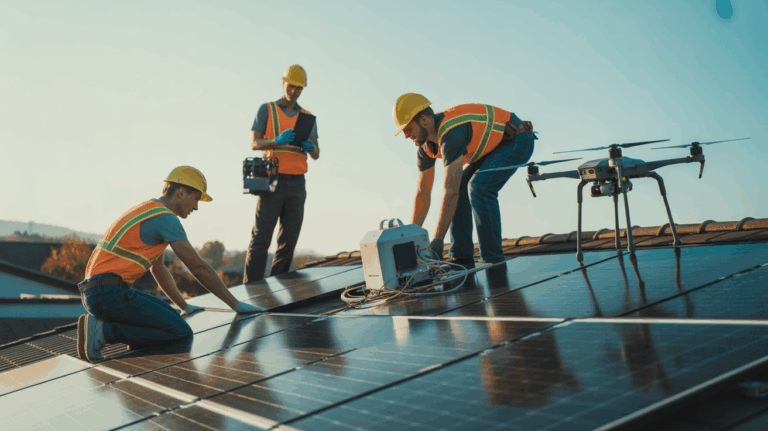 techniciens robots panneauxsolaires