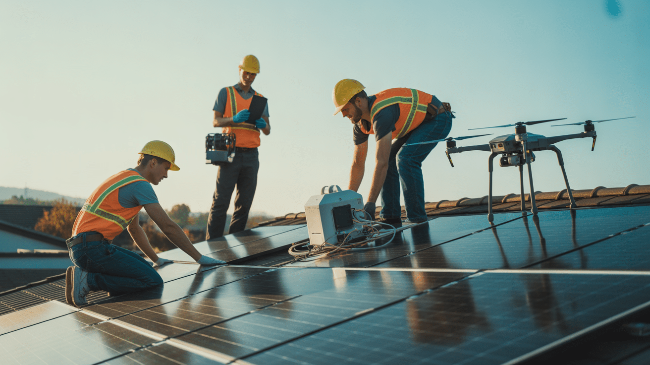 techniciens robots panneauxsolaires