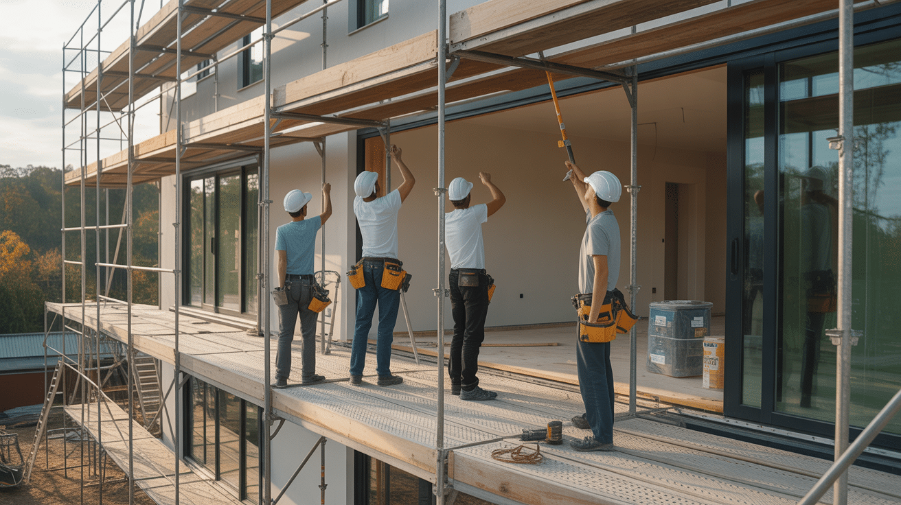 chantier renovation travail equipe
