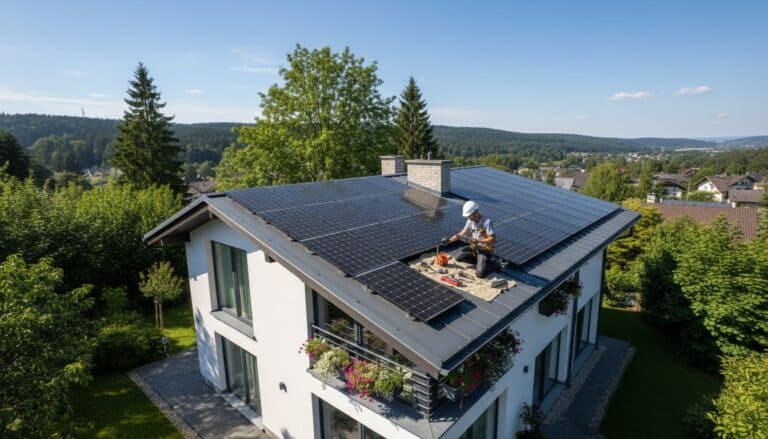 panneaux solaires technicien toit